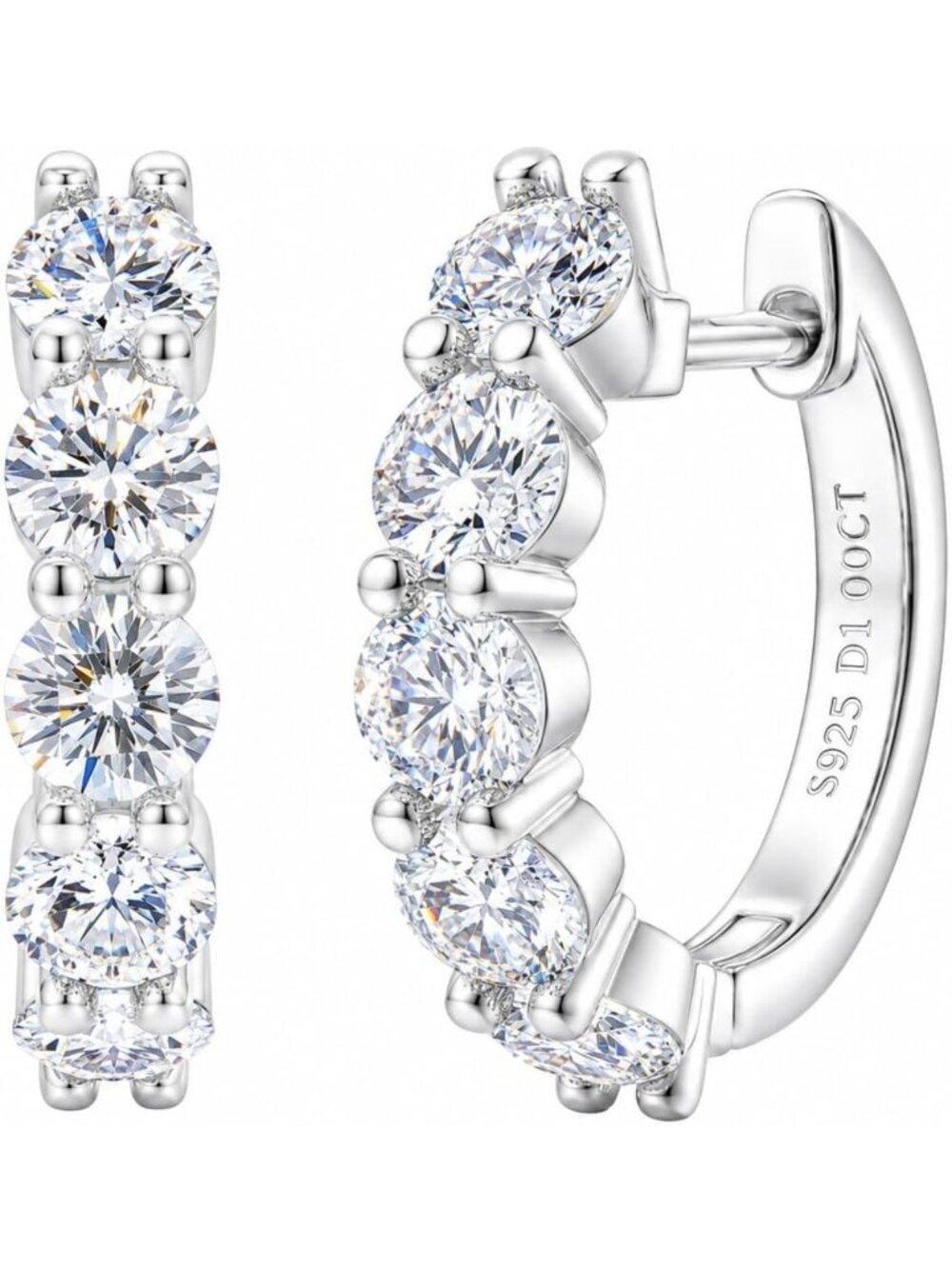 Elegant Moissanite Hoop Earrings in S925 Sterling Silver - Unisex Huggie Style